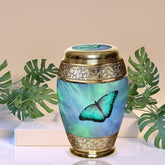 Burial Cremation Blue Butterfly Urn for Ashes 011